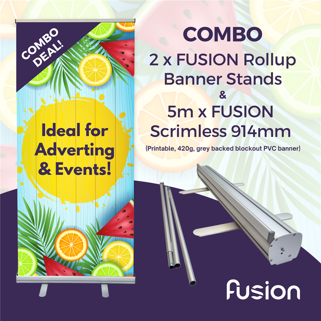 COMBO - FUSION Single Sided Rollup Banner and Digital Scrimless