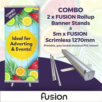 A COMBO - FUSION Single Sided Rollup Banner and Digital Scrimless