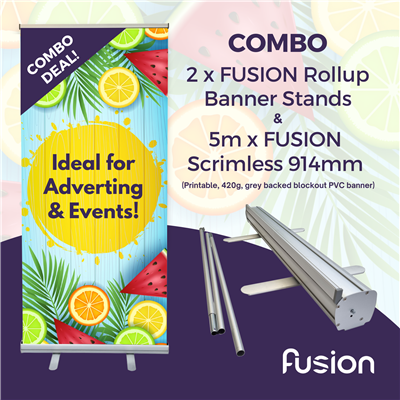 COMBO - FUSION Single Sided Rollup Banner and Digital Scrimless